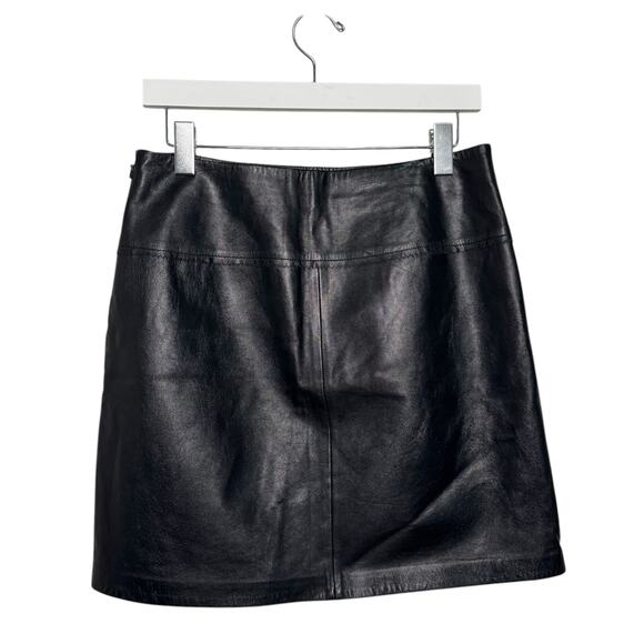 Cache Vintage Leather Mini Skirt Zig Zag Detailing in Black - Size 6 - Picture 5 of 7